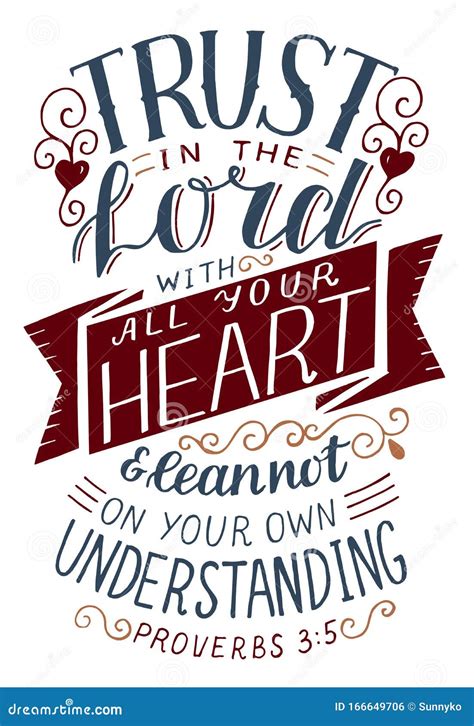 Hand Lettering with Bible Verse Trust in the Lord with All Your Heart . Stock Vector ...