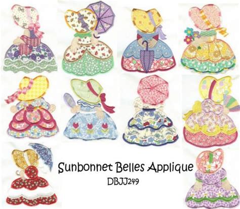 Sunbonnets Applique Machine Embroidery Designs | Designs by JuJu | Machine embroidery patterns ...