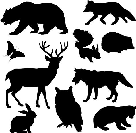 Woodland animals silhouette | Animal silhouette, Animal stencil, Forest animals