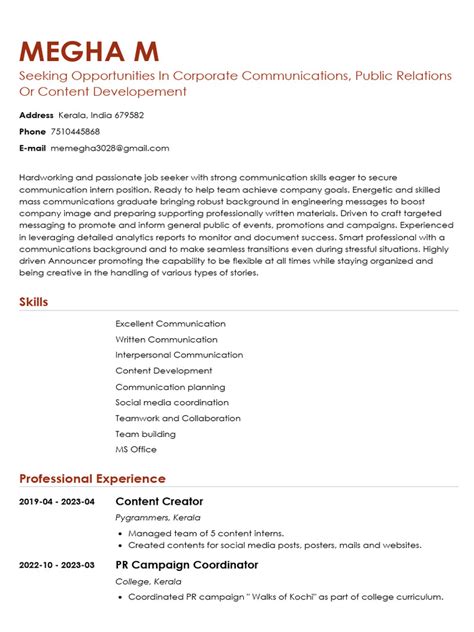 Communications Resume | PDF | Communication | Social Media