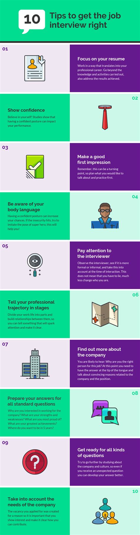 10 Job Interview Tips Infographic - Venngage