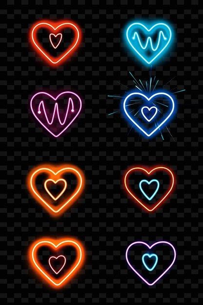 Premium PSD | Neon lights with hearts on a black background