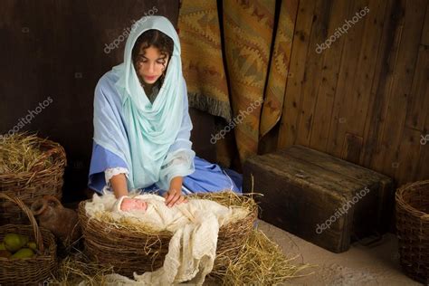 Nativity scene in manger Stock Photo by ©Klanneke 54031935