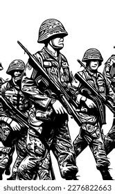 Black White Military War Cartoon Illustration Stock Illustration 2276822663 | Shutterstock