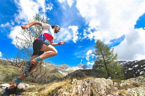 Running The Mountain Trail - Stock Photos | Motion Array