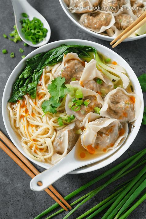 Vegan Wonton Noodle Soup - The Foodie Takes Flight