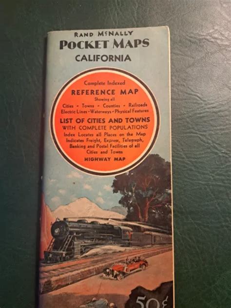 OLD MAPS-1937CALIFORNIA RAND McNally Pocket Map cities towns counties railroads $14.99 - PicClick
