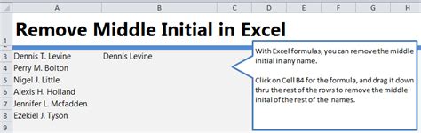 Remove Middle Initial in Excel