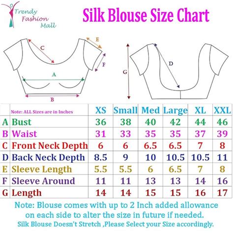 Blouse Size Chart