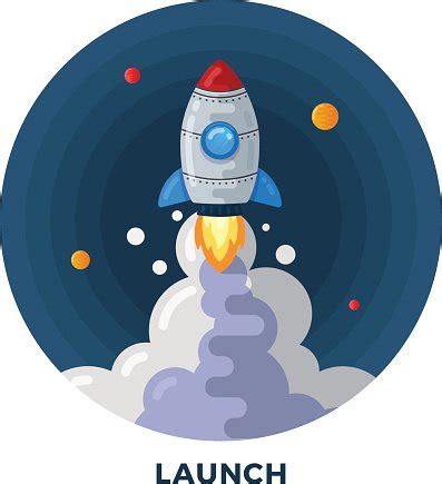 Flat Style Cartoon Rocket Launch in Space Illustration Template ...