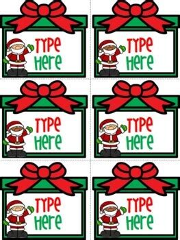 Editable Labels - Christmas Tags With Santa - Name Tags by Nastaran