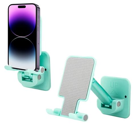 #85 UNIVERSAL COMPACT WALL PHONE MOUNT WITH STRONG ADHESIVE AND FULLY RETRACTABLE - TEAL ...