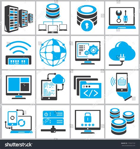 Network Icons Set Information Technology Icons Stock Vector 173537153 - Shutterstock