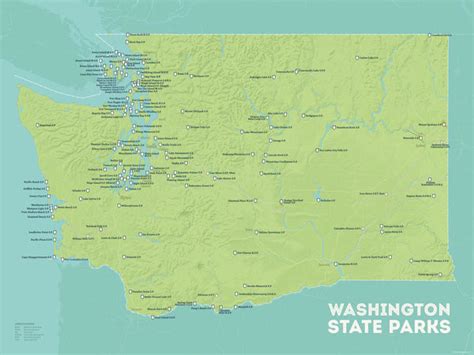 Washington State Parks Map 18x24 Poster