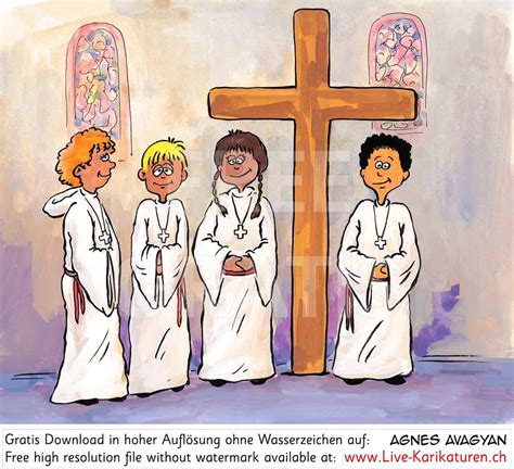 Kirchenfeiertag Karfreitag Kreuz Ministranten — www.Live-Karikaturen.ch