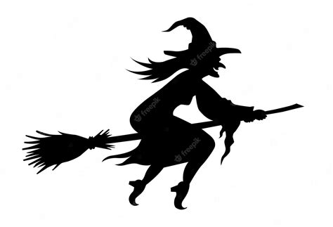 Premium Vector | Flying Witch silhouette Halloween sticker Cartoon ...