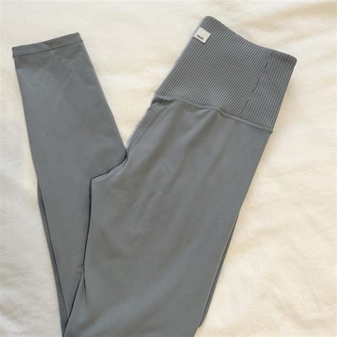 Vuori leggings with ribbed top. Blueish grey color.... - Depop