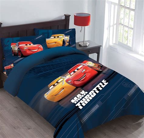 Disney 3pc CARS Max Throttle Bedding Set, Licensed Twin Comforter W/Fitted Sheet And Pillowcase ...