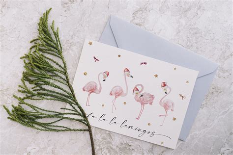 Christmas flamingo holiday card funny printable Christmas | Etsy