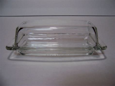 Pyrex clear glass butter dish with lid