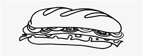 Sandwich Clipart Black And White - Sub Sandwich Coloring Page ...