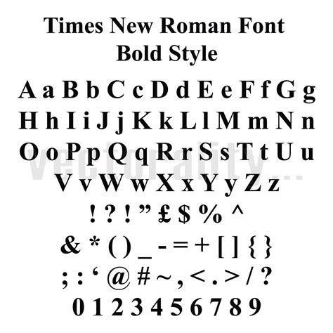 Times New Roman Font Bold Style Alphabet Numbers Letters Vector Art File Instant Download Ai Eps ...