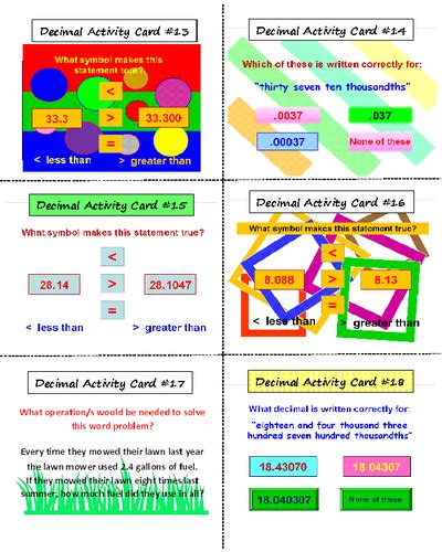 Decimals Activity Cards & Lesson Plan | Teaching Resources