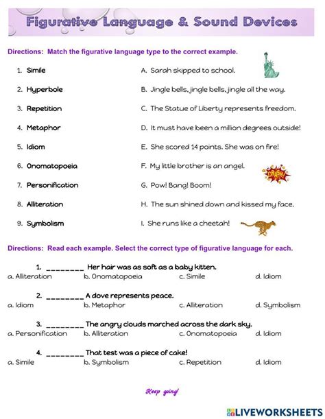 Figurative Language and Sound Devices worksheet | Live Worksheets ...