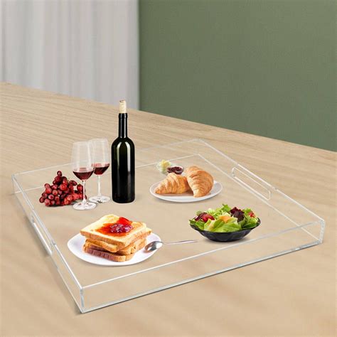 TFCFL Clear Extra Large Acrylic Serving Tray with Handles Oversize 18.9 Inch Food Tray - Walmart.com