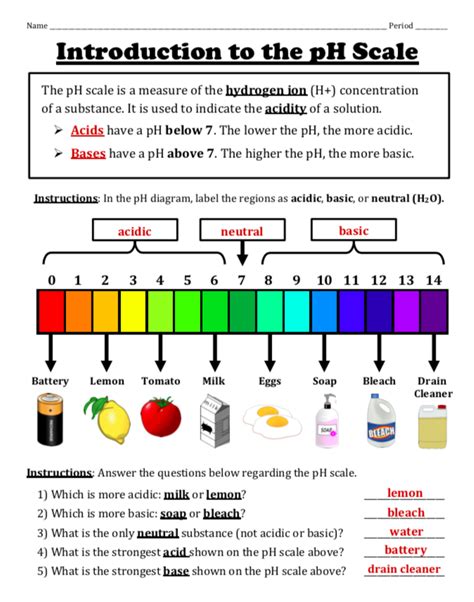 The pH Scale -- Calculations with pH and pOH -- Notes and Worksheet Set | Chemistry worksheets ...