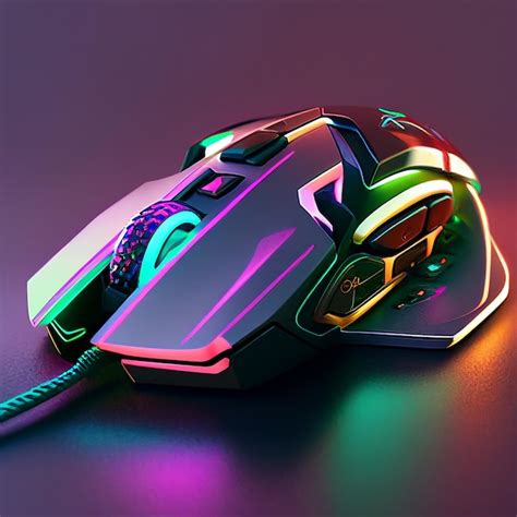 Premium Photo | 3D Render of realistic futuristic colorful gaming mouse