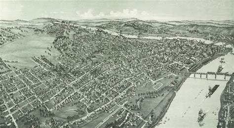 Historic map shows bird’s eye view of Parkersburg, WV in 1899