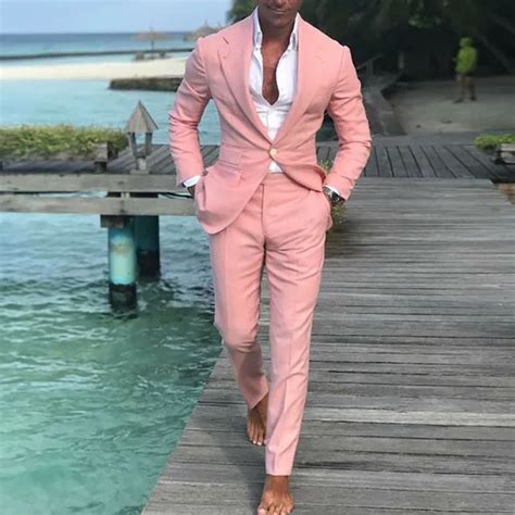 2018 Latest Coat Pants Designs Men Pink Suits Wedding Suit Dresses Slim Fit Groom Best Men Male ...