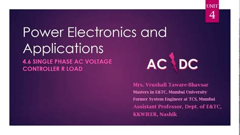 Power Electronics and Applications 4.6 Single phase AC voltage controller R load - YouTube
