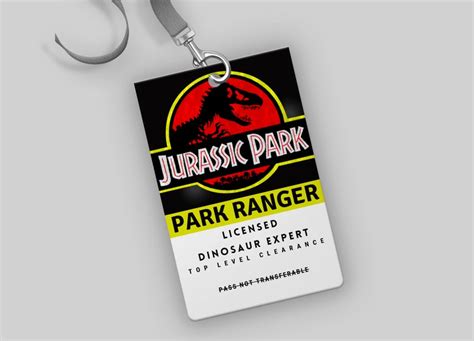 Jurassic Park Ranger ID Badge With Canva, Personalized Jurassic Park ID ...