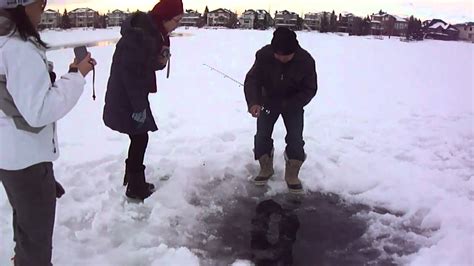 Fishing on a frozen lake - YouTube