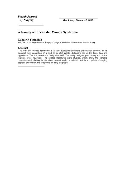 (PDF) A Family with Van der Woude Syndrome