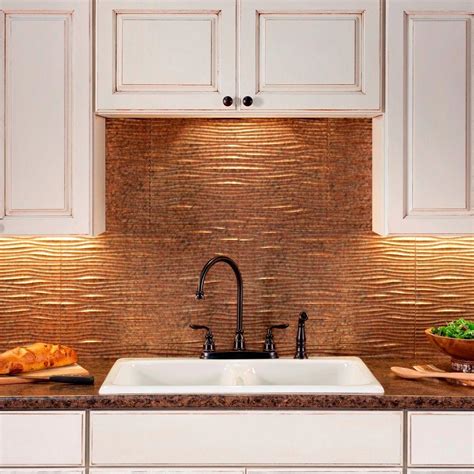 Fasade 24 in. x 18 in. Waves PVC Decorative Tile Backsplash in Cracked Copper-B65-19 - The Home ...