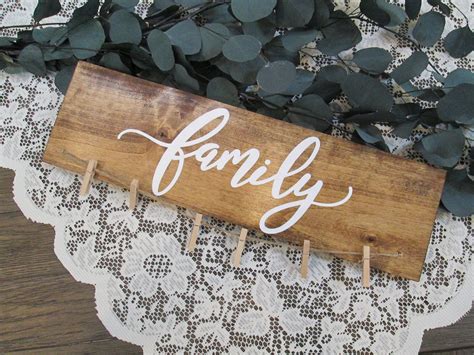 Family Photo Holder Sign with Twine and Clothespins - By Perryhill ...