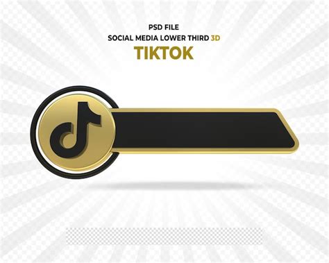 Premium PSD | Tiktok gold logo lower third 3D Render