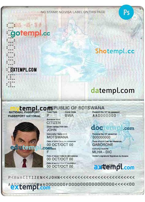 Botswana passport template in PSD format, fully editable by doctemplpass - Issuu