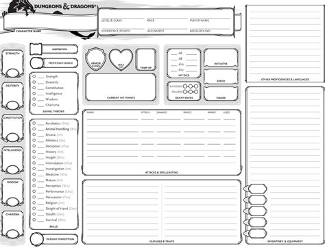 Dungeons And Dragons stat sheet Blank Template - Imgflip