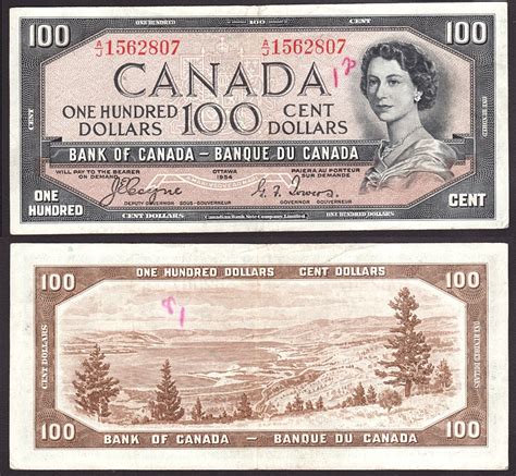 1954 $100 Canadian bill ~ BC35a Devil's Face | eBay