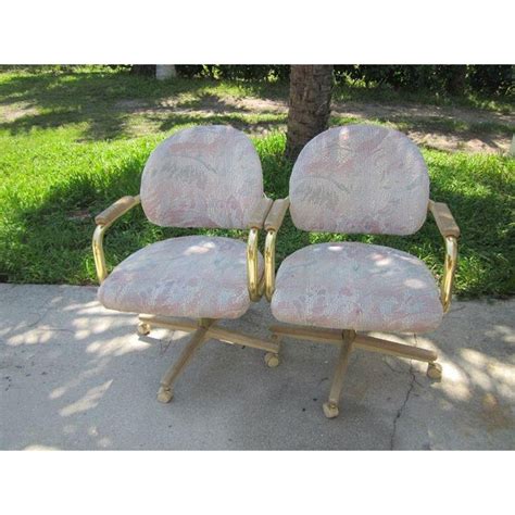 Vintage Mid Century Modern Chromcraft Brass Swivel Caster Chairs - Set of 4 | Chairish