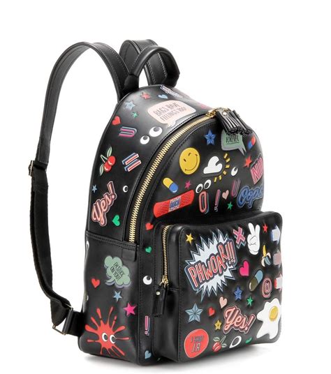 Anya Hindmarch All Over Stickers Mini Leather Backpack In Black | ModeSens