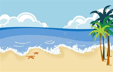 Tropical beach scene stock illustration. Illustration of shine - 1992130