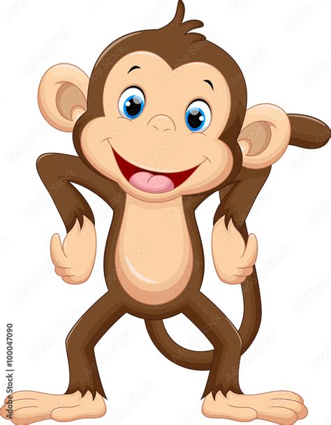 Cute monkey cartoon Stock Vector | Adobe Stock