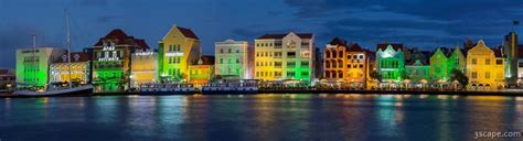 Willemstad Curacao at Night Panoramic Photograph by Adam Romanowicz