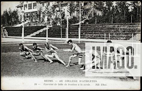 Hebertism Tug-of-war exercises in the stadium of the College d Athletes ...