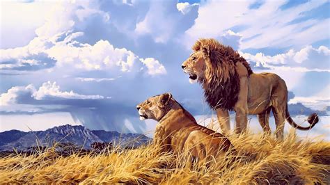 3840x2160 Lion Lioness Artwork 4k 4K ,HD 4k Wallpapers,Images,Backgrounds,Photos and Pictures